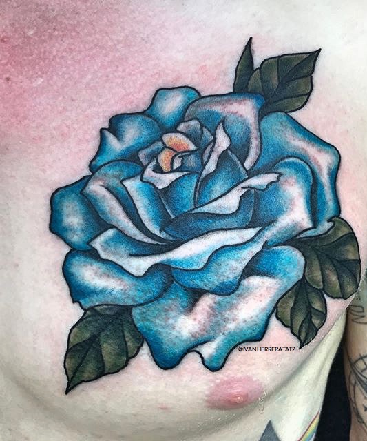 Ivan Herrera Traditional Classic Tattooing Berlin Rose Tattoo Blue